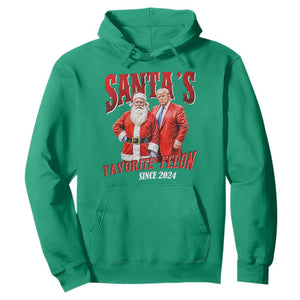 Christmas Trump With Santa Hoodie Santa's Favorite Felon Since 2024 TS02 Irish Green Print Your Wear