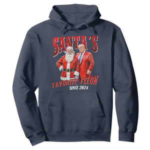 Christmas Trump With Santa Hoodie Santa's Favorite Felon Since 2024 TS02 Navy Print Your Wear