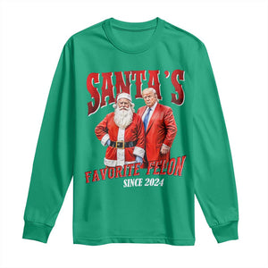 Christmas Trump With Santa Long Sleeve Shirt Santa's Favorite Felon Since 2024 TS02 Irish Green Print Your Wear