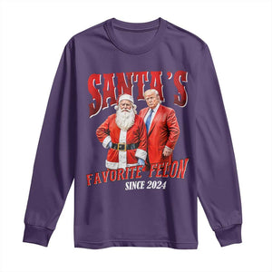 Christmas Trump With Santa Long Sleeve Shirt Santa's Favorite Felon Since 2024 TS02 Purple Print Your Wear