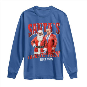 Christmas Trump With Santa Long Sleeve Shirt Santa's Favorite Felon Since 2024 TS02 Royal Blue Print Your Wear