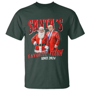 Christmas Trump With Santa T Shirt Santa's Favorite Felon Since 2024 TS02 Dark Forest Green Print Your Wear
