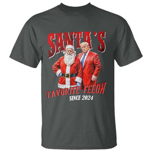 Christmas Trump With Santa T Shirt Santa's Favorite Felon Since 2024 TS02 Dark Heather Print Your Wear