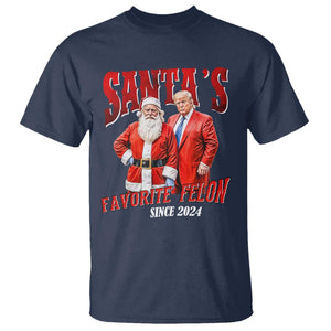 Christmas Trump With Santa T Shirt Santa's Favorite Felon Since 2024 TS02 Navy Print Your Wear