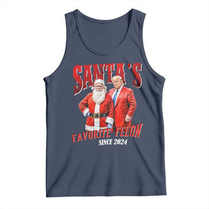 Christmas Trump With Santa Tank Top Santa's Favorite Felon Since 2024 TS02 Navy Print Your Wear