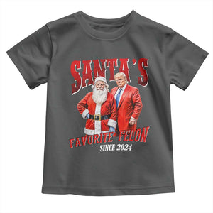 Christmas Trump With Santa Toddler T Shirt Santa's Favorite Felon Since 2024 TS02 Dark Heather Print Your Wear