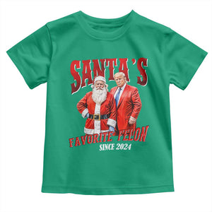 Christmas Trump With Santa Toddler T Shirt Santa's Favorite Felon Since 2024 TS02 Irish Green Print Your Wear