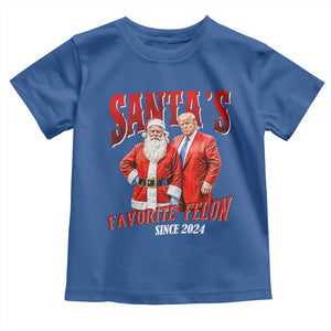 Christmas Trump With Santa Toddler T Shirt Santa's Favorite Felon Since 2024 TS02 Royal Blue Print Your Wear