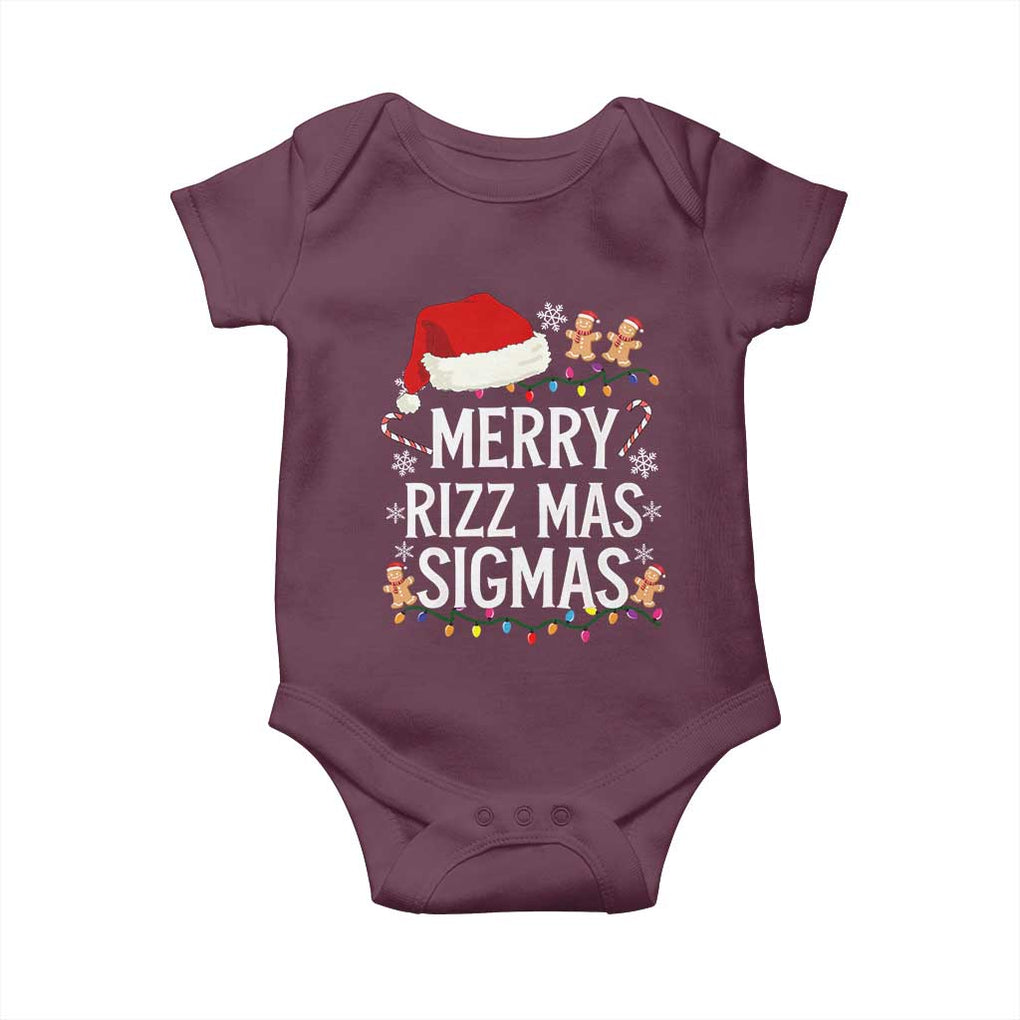 Funny Santa Rizz Christmas Baby Onesie Merry Rizzmas Sigmas TS02 Maroon Print Your Wear