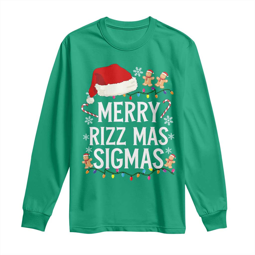 Funny Santa Rizz Christmas Long Sleeve Shirt Merry Rizzmas Sigmas TS02 Irish Green Print Your Wear