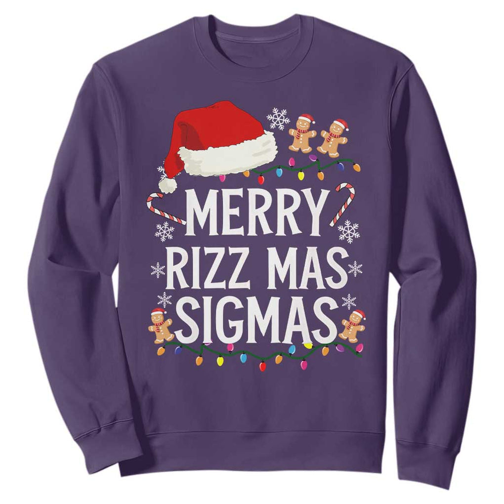 Funny Santa Rizz Christmas Sweatshirt Merry Rizzmas Sigmas TS02 Purple Print Your Wear