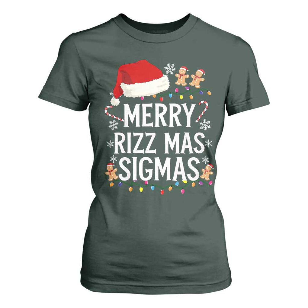 Funny Santa Rizz Christmas T Shirt For Women Merry Rizzmas Sigmas TS02 Dark Forest Green Print Your Wear