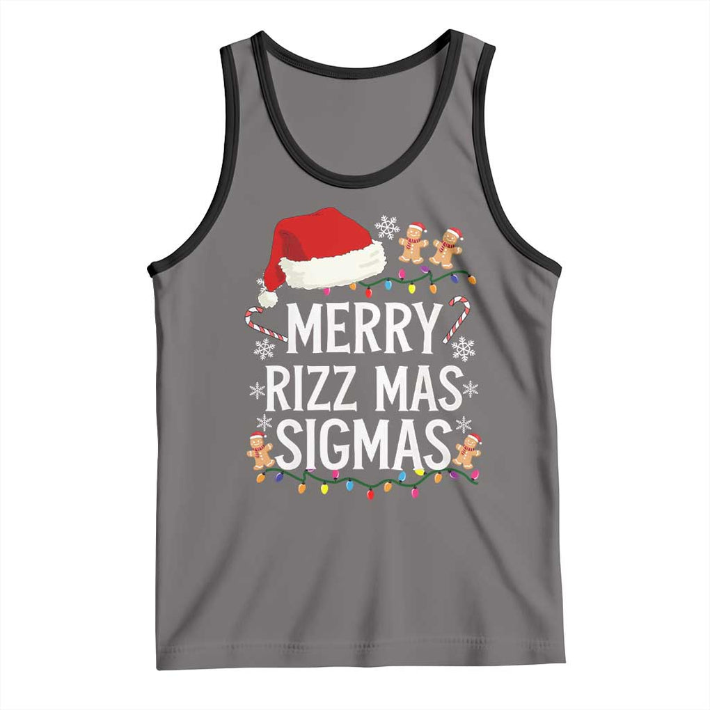 Funny Santa Rizz Christmas Tank Top Merry Rizzmas Sigmas TS02 Deep Heather Black Print Your Wear