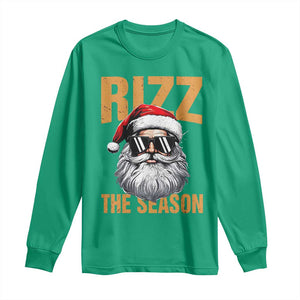 Funny Santa Rizz Christmas Long Sleeve Shirt Rizz The Season TS02 Irish Green Print Your Wear