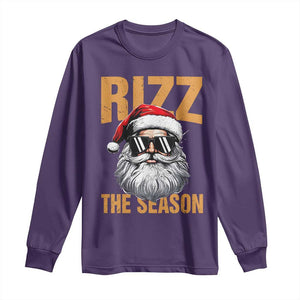 Funny Santa Rizz Christmas Long Sleeve Shirt Rizz The Season TS02 Purple Print Your Wear