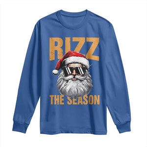 Funny Santa Rizz Christmas Long Sleeve Shirt Rizz The Season TS02 Royal Blue Print Your Wear