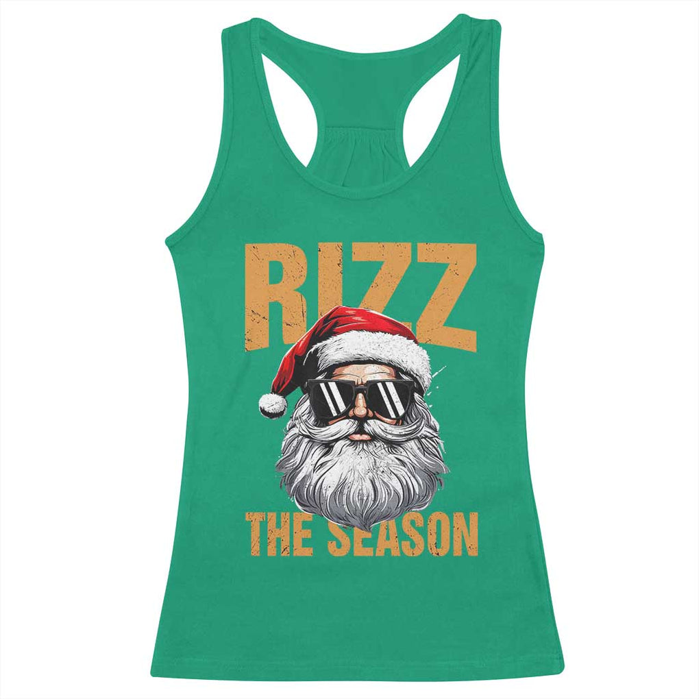 Funny Santa Rizz Christmas Racerback Tank Top Rizz The Season TS02 Irish Green Print Your Wear