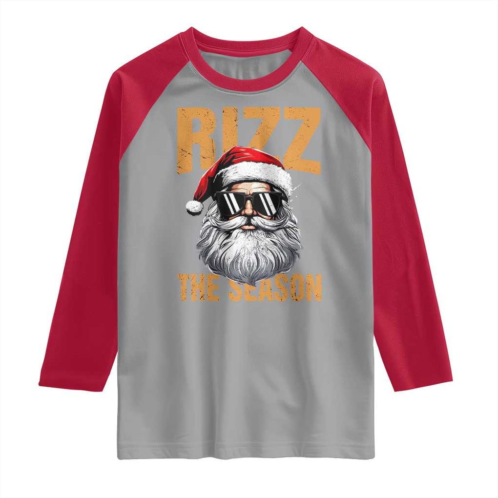Funny Santa Rizz Christmas Raglan Shirt Rizz The Season TS02 Sport Gray Red Print Your Wear