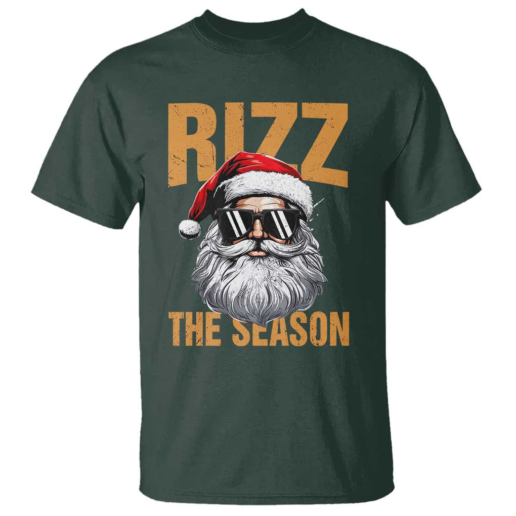 Funny Santa Rizz Christmas T Shirt Rizz The Season TS02 Dark Forest Green Print Your Wear