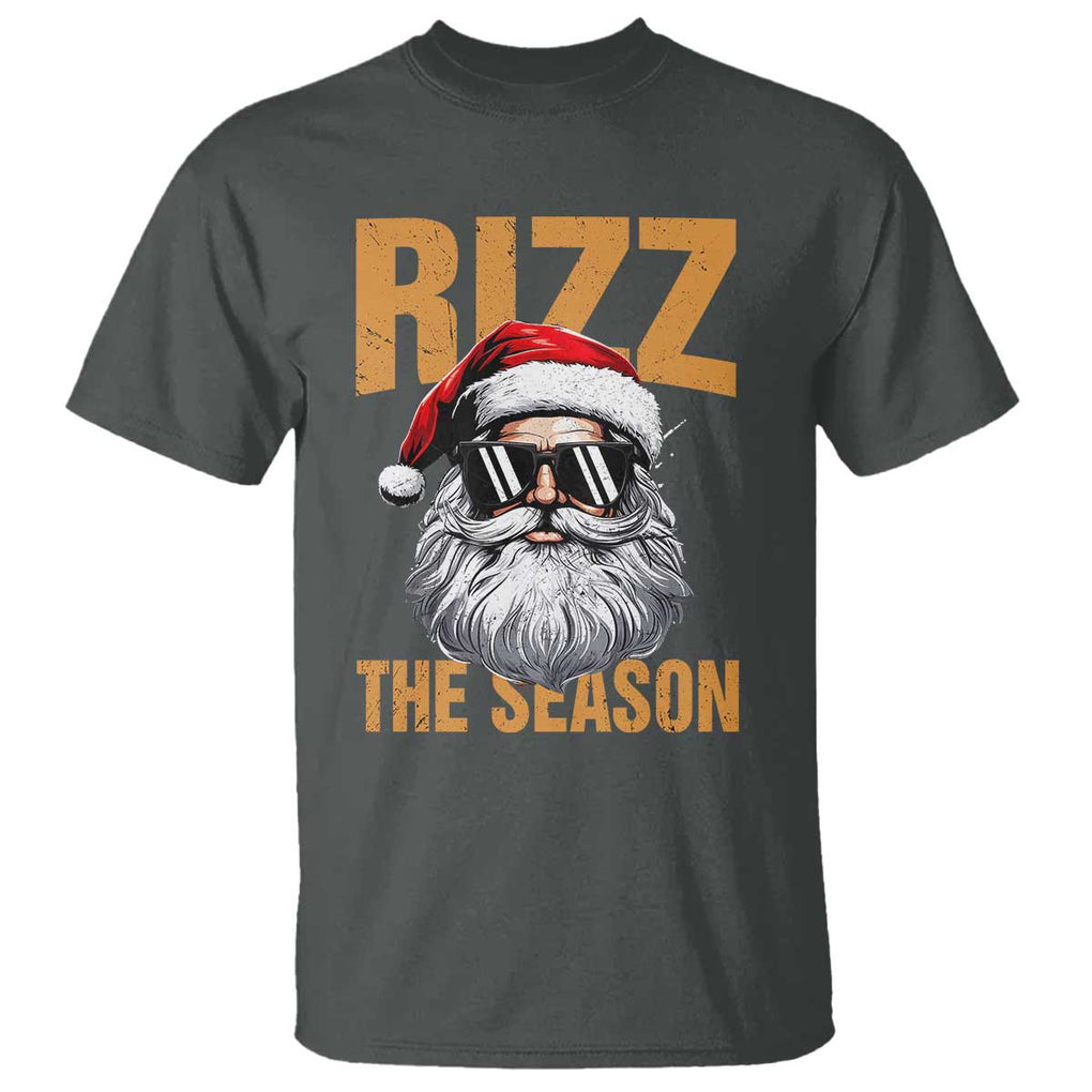 Funny Santa Rizz Christmas T Shirt Rizz The Season TS02 Dark Heather Print Your Wear