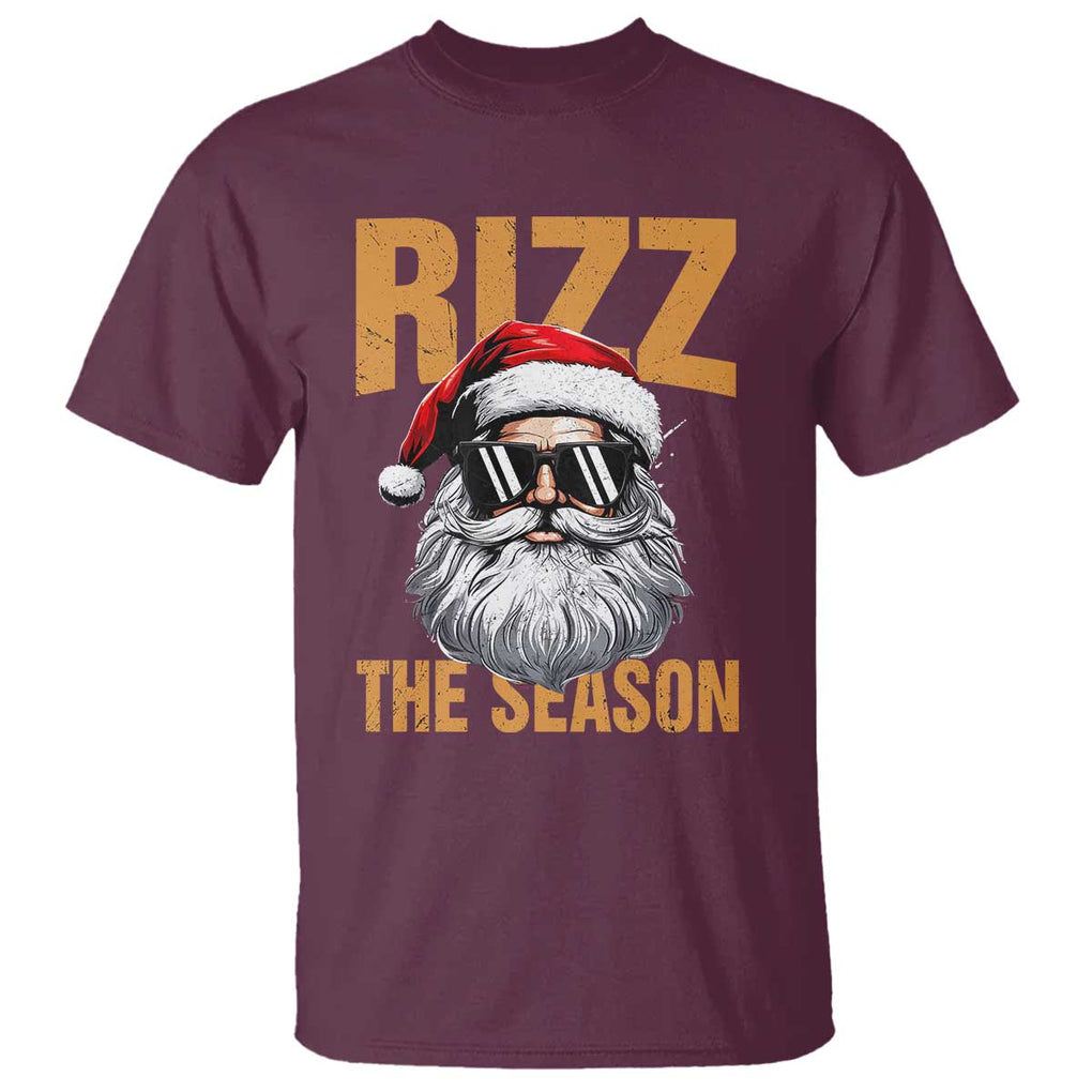 Funny Santa Rizz Christmas T Shirt Rizz The Season TS02 Maroon Print Your Wear