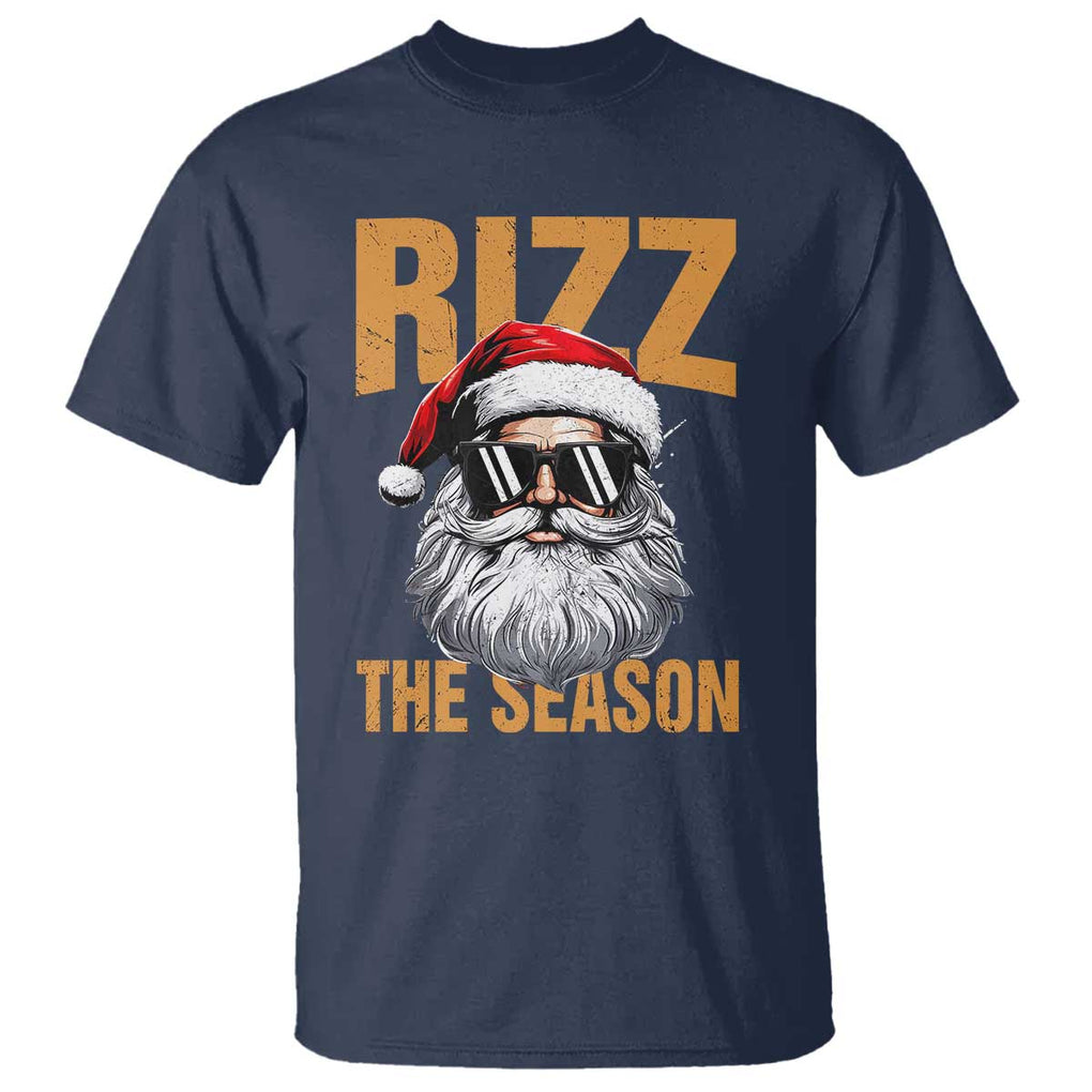 Funny Santa Rizz Christmas T Shirt Rizz The Season TS02 Navy Print Your Wear
