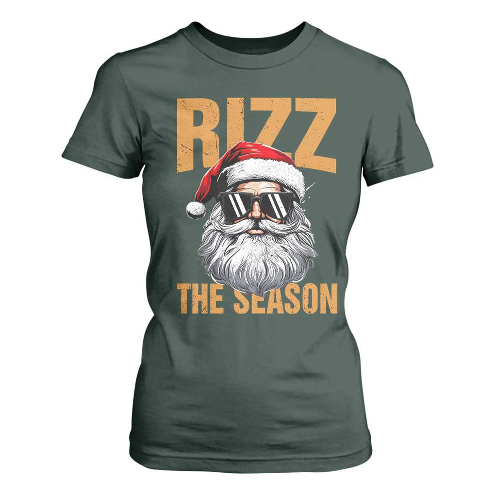 Funny Santa Rizz Christmas T Shirt For Women Rizz The Season TS02 Dark Forest Green Print Your Wear