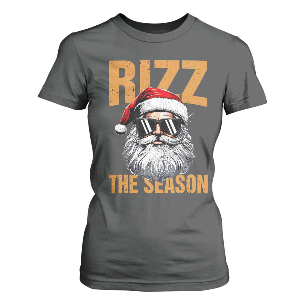 Funny Santa Rizz Christmas T Shirt For Women Rizz The Season TS02 Dark Heather Print Your Wear