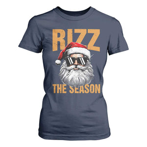Funny Santa Rizz Christmas T Shirt For Women Rizz The Season TS02 Navy Print Your Wear