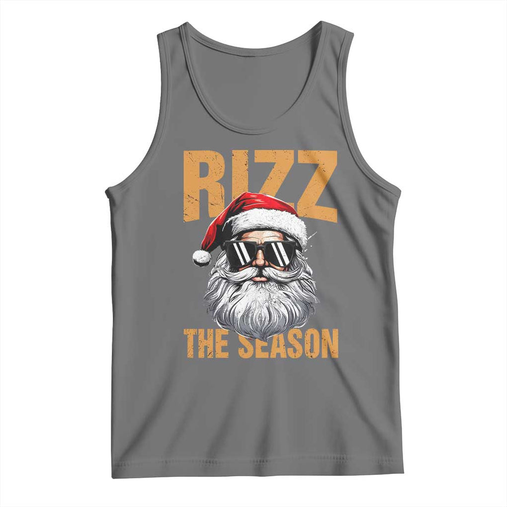 Funny Santa Rizz Christmas Tank Top Rizz The Season TS02 Black Heather Print Your Wear