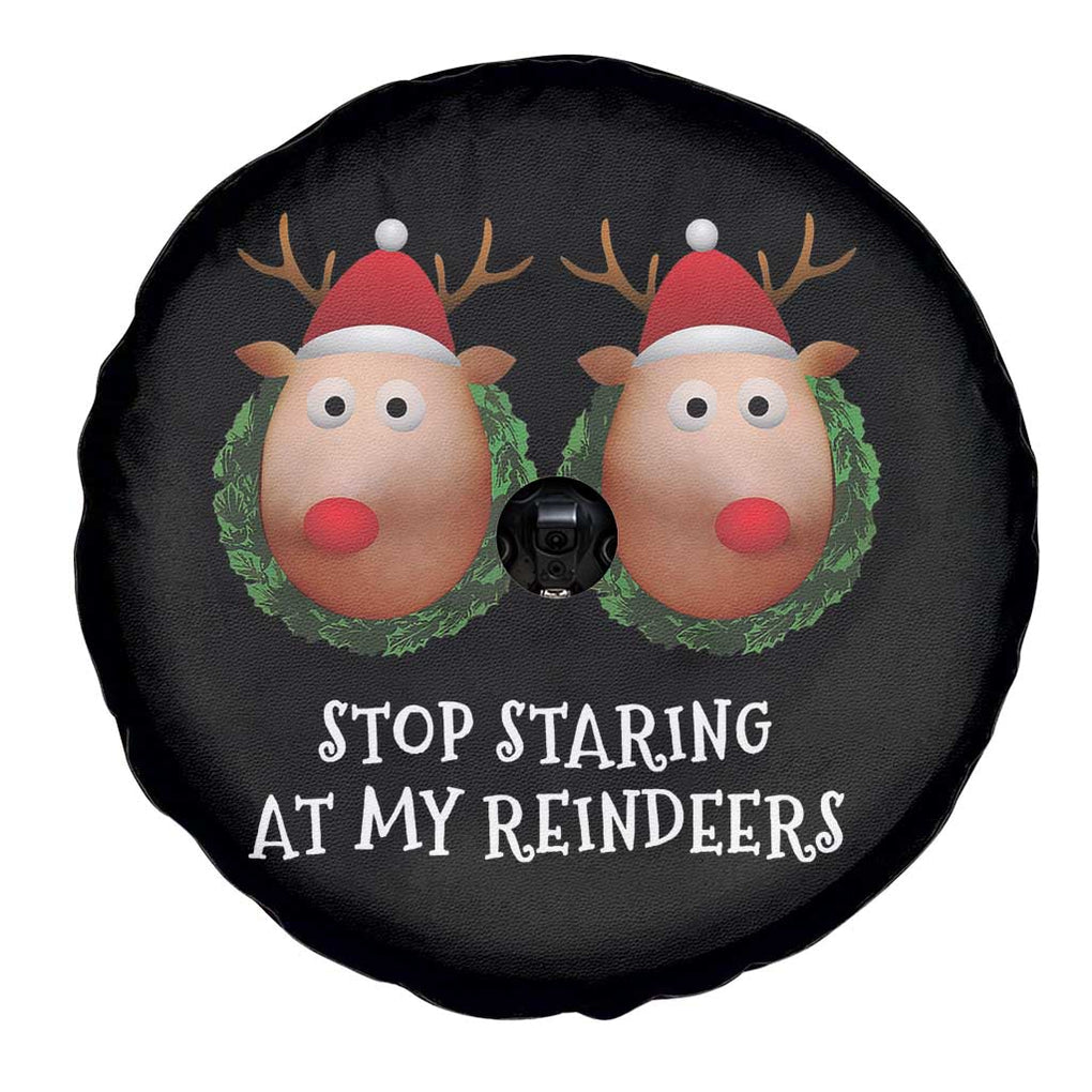 Funny Christmas Chest Joke Spare Tire Cover Stop Staring At My Reindeers Merry Titmas Boobs TS02 Print Your Wear