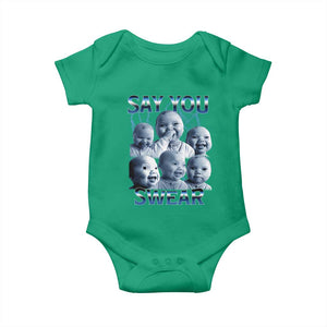 Funny Tuff Baby Meme Baby Onesie Say You Swear Viral AI Niche Baby Holding Back Laugh TS02 Irish Green Print Your Wear