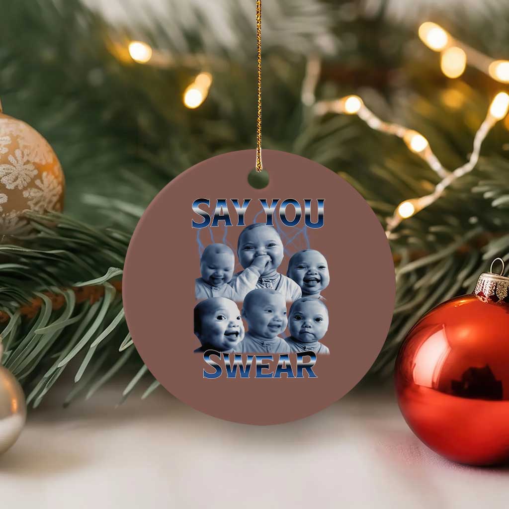 Funny Tuff Baby Meme Ceramic Ornament Say You Swear Viral AI Niche Baby Holding Back Laugh TS02 1pc Mocha Print Your Wear