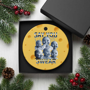 Funny Tuff Baby Meme Ceramic Ornament Say You Swear Viral AI Niche Baby Holding Back Laugh TS02 1pc Yellow Cheese Print Your Wear