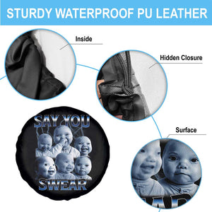 Funny Tuff Baby Meme Spare Tire Cover Say You Swear Viral AI Niche Baby Holding Back Laugh TS02 Print Your Wear