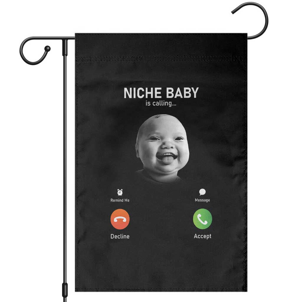 Funny Tuff Baby Meme Garden Flag Tell Em Son AI Niche Baby Motion Holding Laugh TS02 Black Print Your Wear