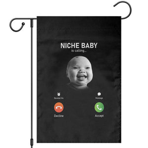 Funny Tuff Baby Meme Garden Flag Tell Em Son AI Niche Baby Motion Holding Laugh TS02 Black Print Your Wear