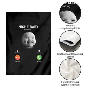 Funny Tuff Baby Meme Garden Flag Tell Em Son AI Niche Baby Motion Holding Laugh TS02 Print Your Wear