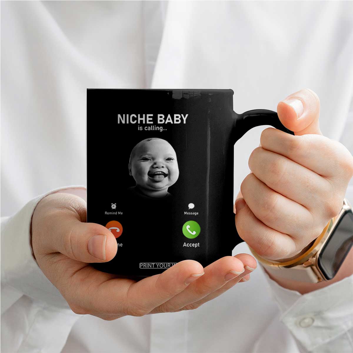 Funny Tuff Baby Meme Coffee Mug Tell Em Son AI Niche Baby Motion Holding Laugh TS02 Print Your Wear