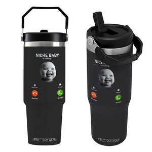 Funny Tuff Baby Meme Flip Straw Tumbler Tell Em Son AI Niche Baby Motion Holding Laugh TS02 One Size: 30 oz Black Print Your Wear