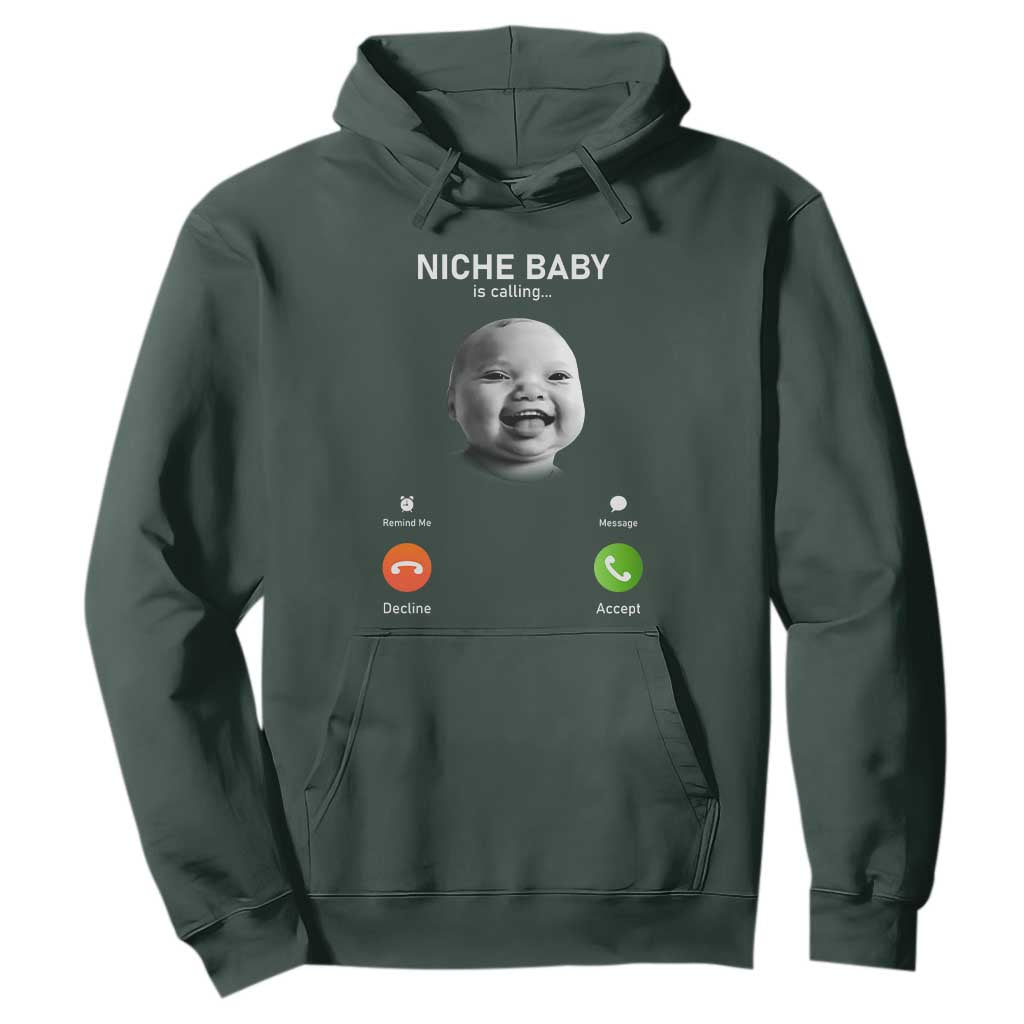 Funny Tuff Baby Meme Hoodie Tell Em Son AI Niche Baby Motion Holding Laugh TS02 Dark Forest Green Print Your Wear