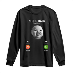 Funny Tuff Baby Meme Long Sleeve Shirt Tell Em Son AI Niche Baby Motion Holding Laugh TS02 Black Print Your Wear