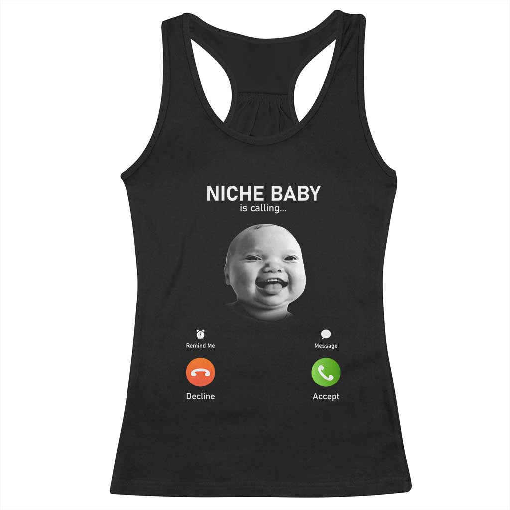 Funny Tuff Baby Meme Racerback Tank Top Tell Em Son AI Niche Baby Motion Holding Laugh TS02 Black Print Your Wear