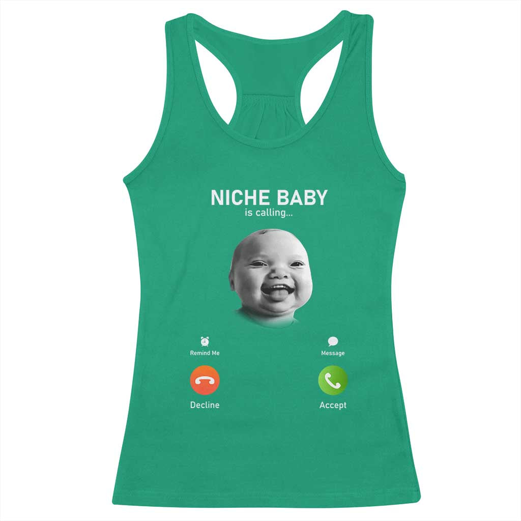 Funny Tuff Baby Meme Racerback Tank Top Tell Em Son AI Niche Baby Motion Holding Laugh TS02 Irish Green Print Your Wear