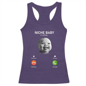 Funny Tuff Baby Meme Racerback Tank Top Tell Em Son AI Niche Baby Motion Holding Laugh TS02 Purple Print Your Wear