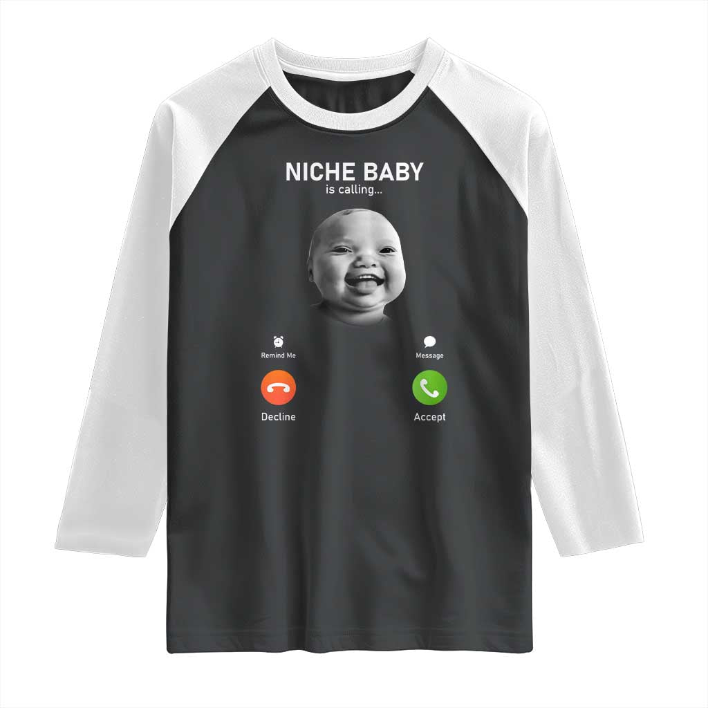 Funny Tuff Baby Meme Raglan Shirt Tell Em Son AI Niche Baby Motion Holding Laugh TS02 Black White Print Your Wear