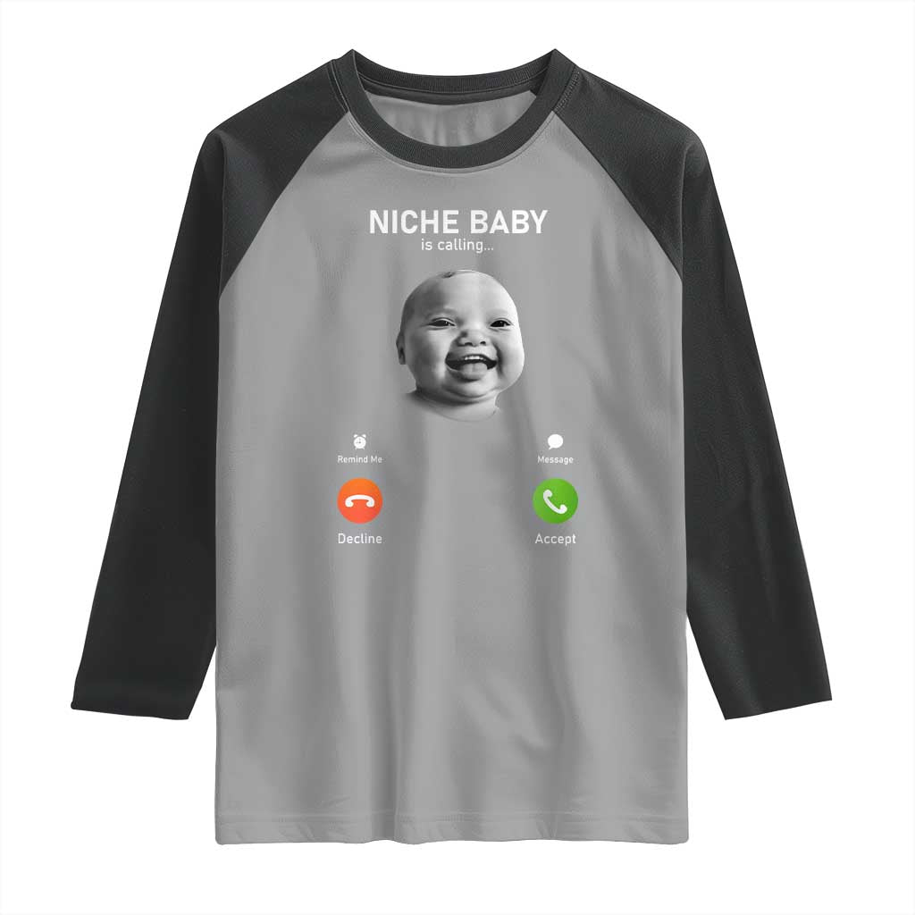 Funny Tuff Baby Meme Raglan Shirt Tell Em Son AI Niche Baby Motion Holding Laugh TS02 Sport Gray Black Print Your Wear