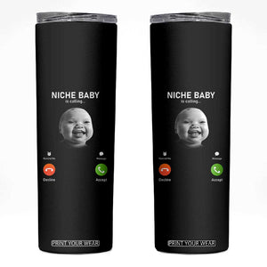 Funny Tuff Baby Meme Skinny Tumbler Tell Em Son AI Niche Baby Motion Holding Laugh TS02 Black Print Your Wear