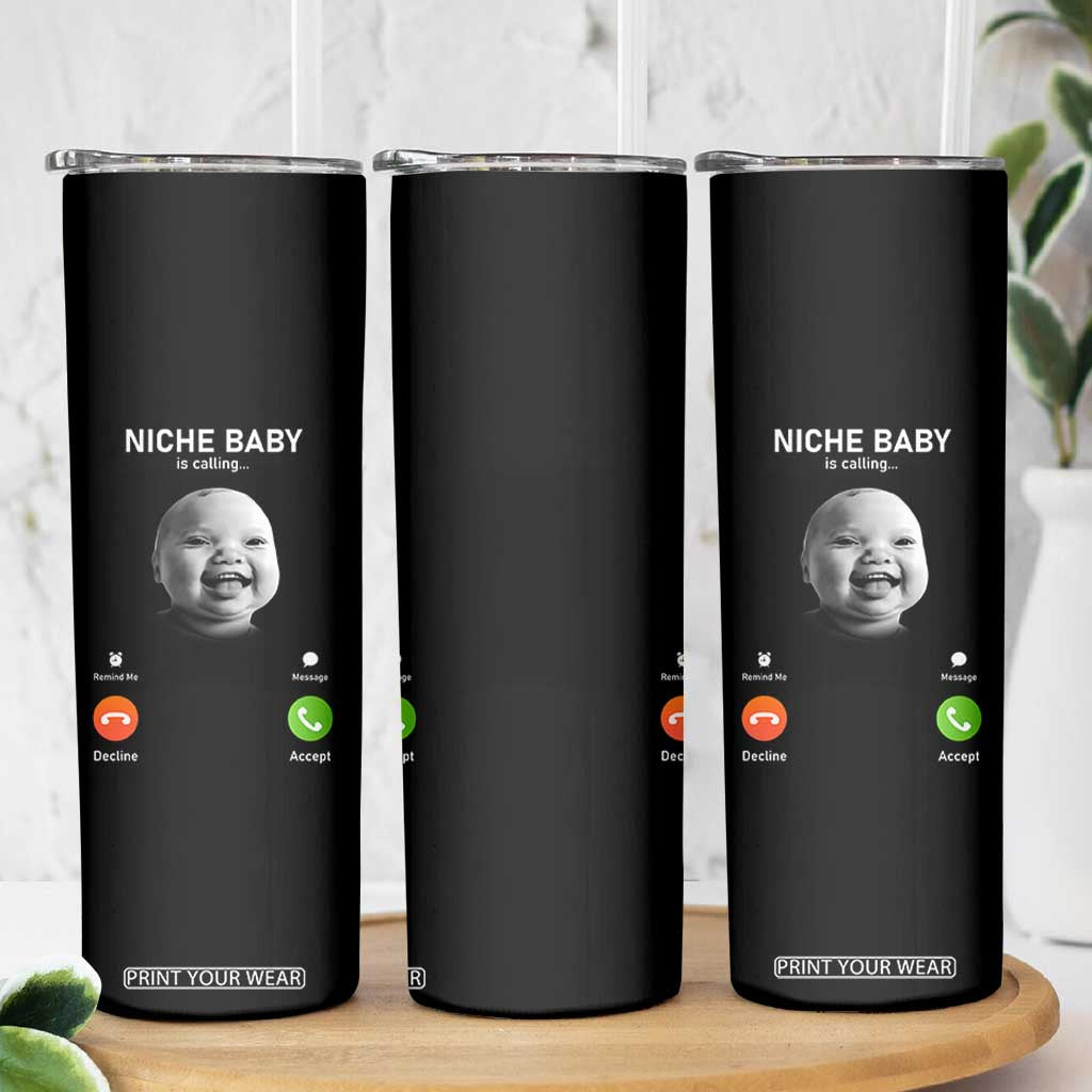Funny Tuff Baby Meme Skinny Tumbler Tell Em Son AI Niche Baby Motion Holding Laugh TS02 Print Your Wear