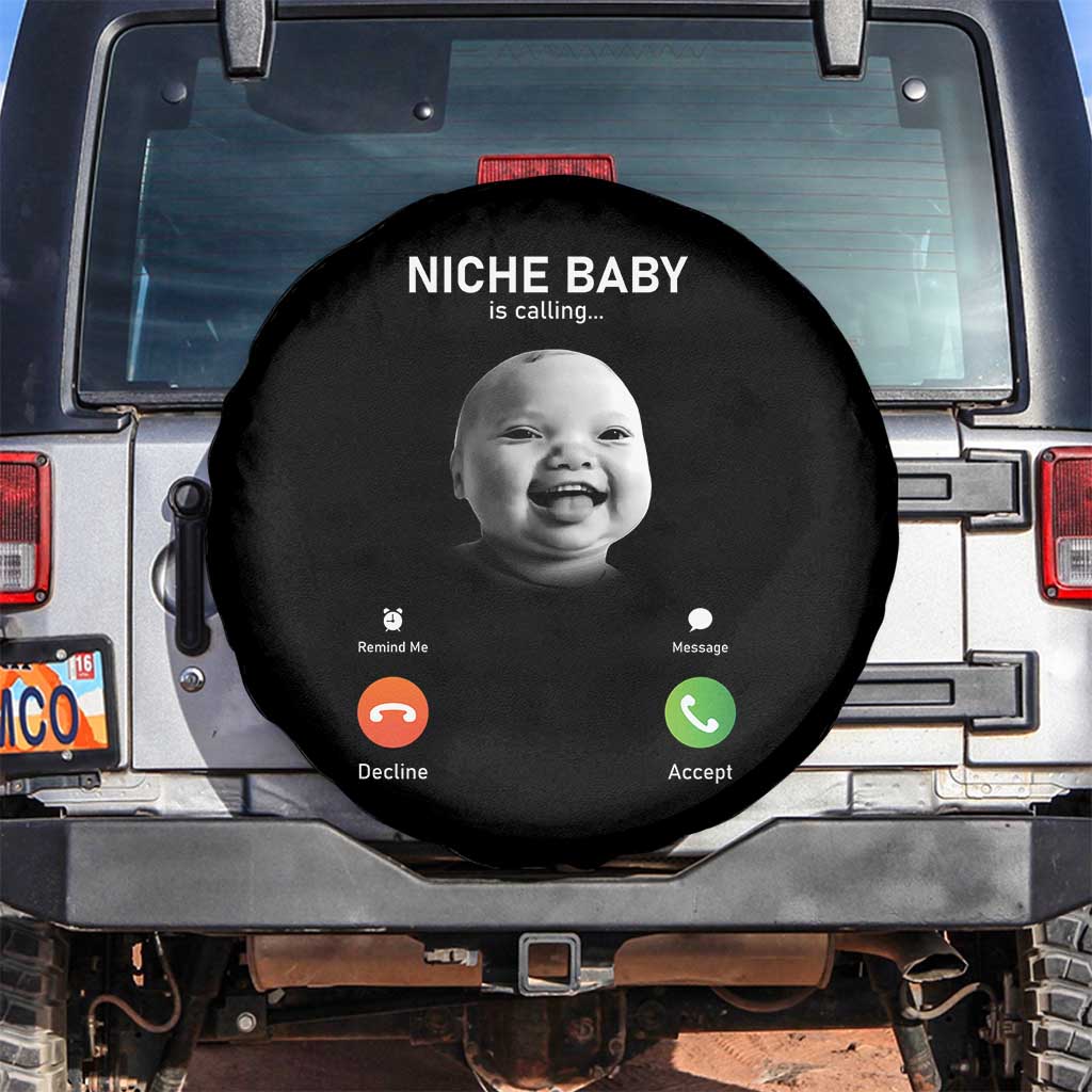 Funny Tuff Baby Meme Spare Tire Cover Tell Em Son AI Niche Baby Motion Holding Laugh TS02 No hole Black Print Your Wear